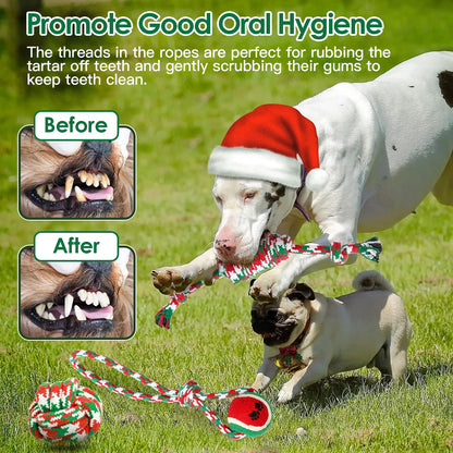 Christmas Dog Rope Toys 5 Piece Set for Chewing and Tug of War - Image 6 of 10