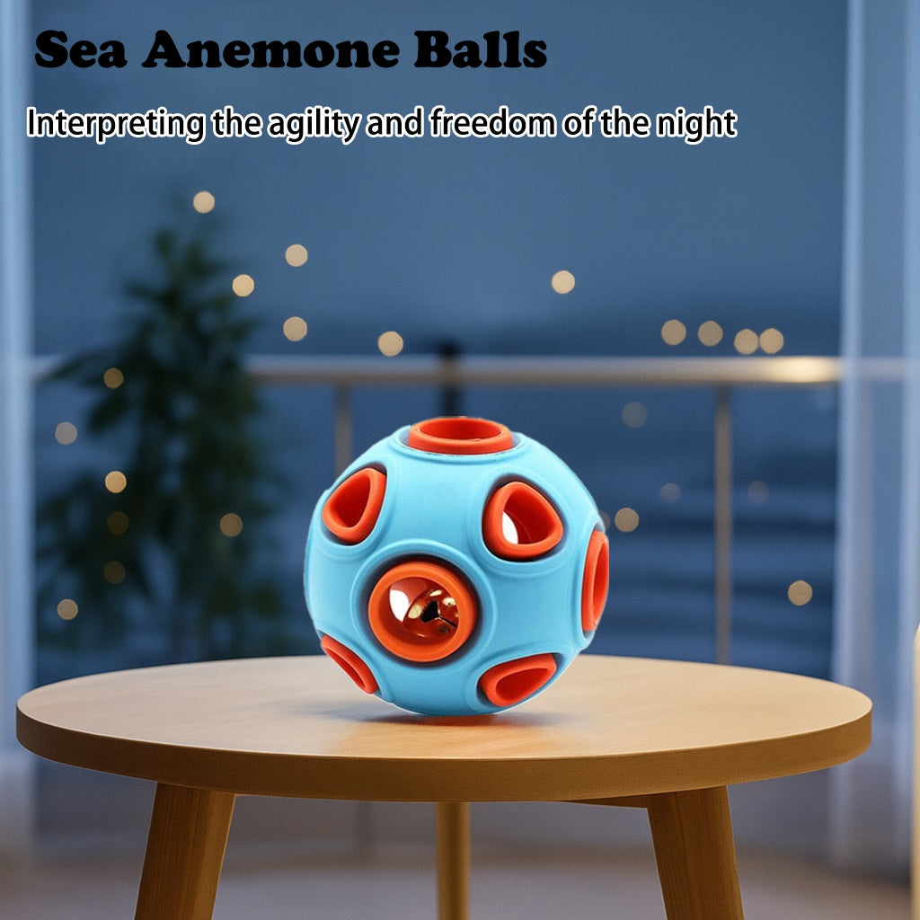 Dog Rubber Ball with Bell 2 Pack, Interactive Chew Toy for Puppies - Detailed View