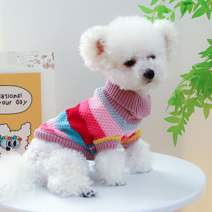 Colorful Striped Pet Sweater, Warm Knit Pullover for Dogs and Cats - Features and Details