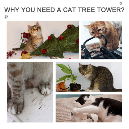 Adjustable Floor to Ceiling Cat Tree, 5 Level Tower with Scratching Posts and Hammock - Image 8 of 9