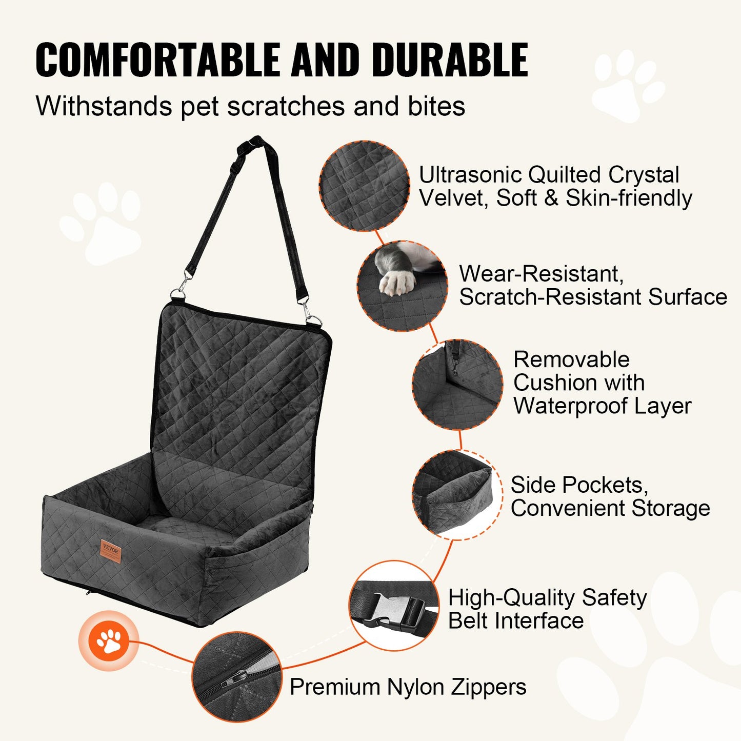 Dog Booster Car Seat for Small and Medium Dogs up to 40 lbs, Black - Size Reference