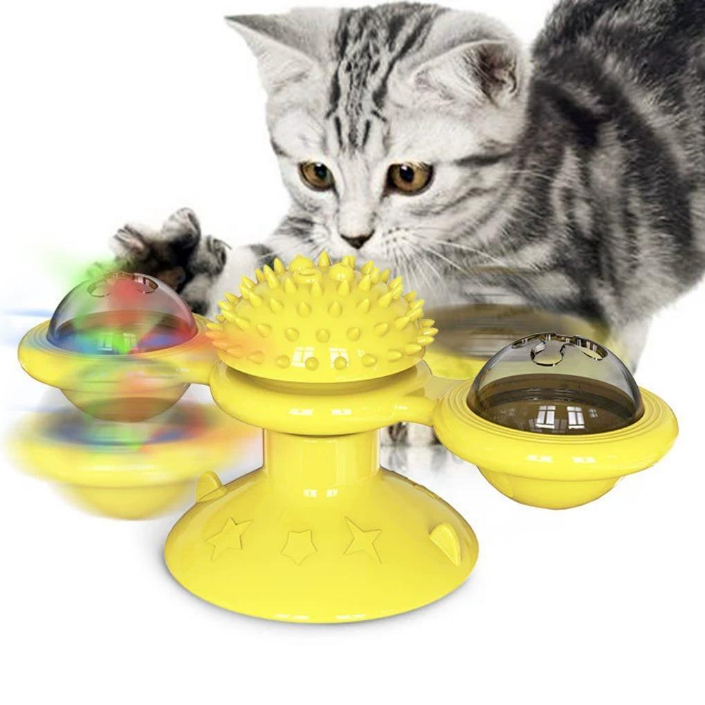 Interactive Windmill Cat Toy with LED Light Ball and Catnip - Image 10 of 11