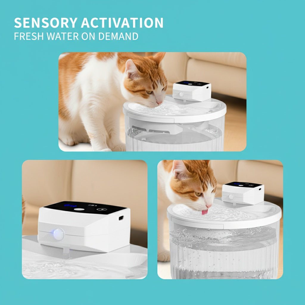 Wireless Pet Water Fountain 2000ML, Rechargeable with Motion Sensor - Main Product Image