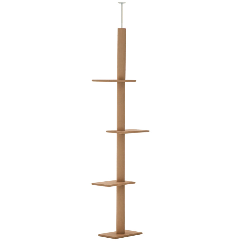 Floor to Ceiling Cat Tree with Sisal Scratching Posts, Natural Activity Center, Brown - Image 9 of 10