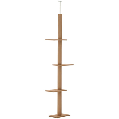 Floor to Ceiling Cat Tree with Sisal Scratching Posts, Natural Activity Center, Brown - Image 9 of 10