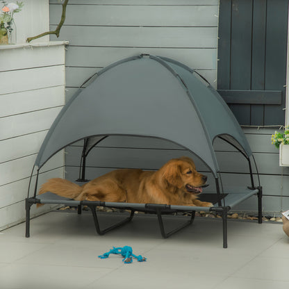 Elevated Dog Bed 48 x 36 Inch with UV Protection Canopy Shade - Detailed View