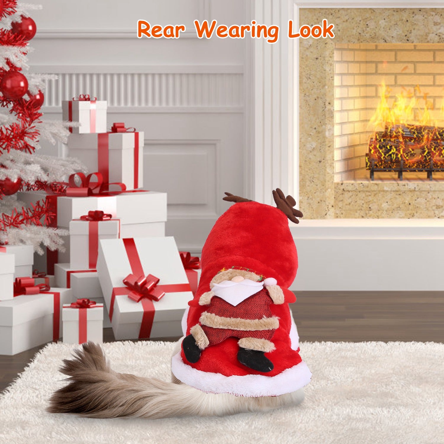 Pet Christmas Costume, Santa Claus Reindeer Outfit for Small and Medium Dogs and Cats - Image 6 of 10