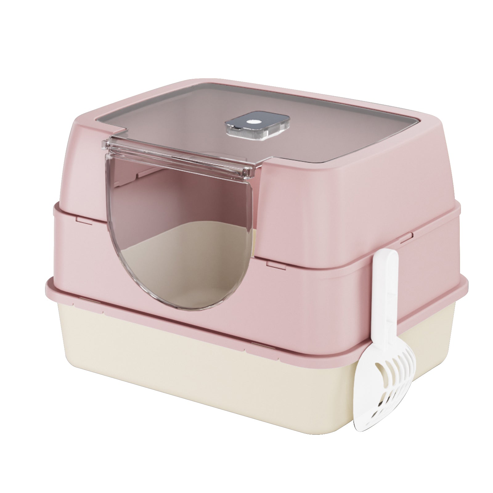 Top Entry Enclosed Cat Litter Box with Scoop, Anti Splash Odor Locking, Dark Gray - Image 8 of 8