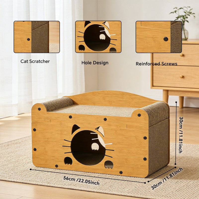 Whisker Cat Scratcher Sofa with Private Den and Scratching Surface - Side Angle