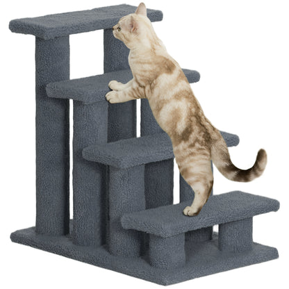 25 Inch Cat Scratching Post Pet Stairs, 4 Step Multi Level, Gray - Image 9 of 9