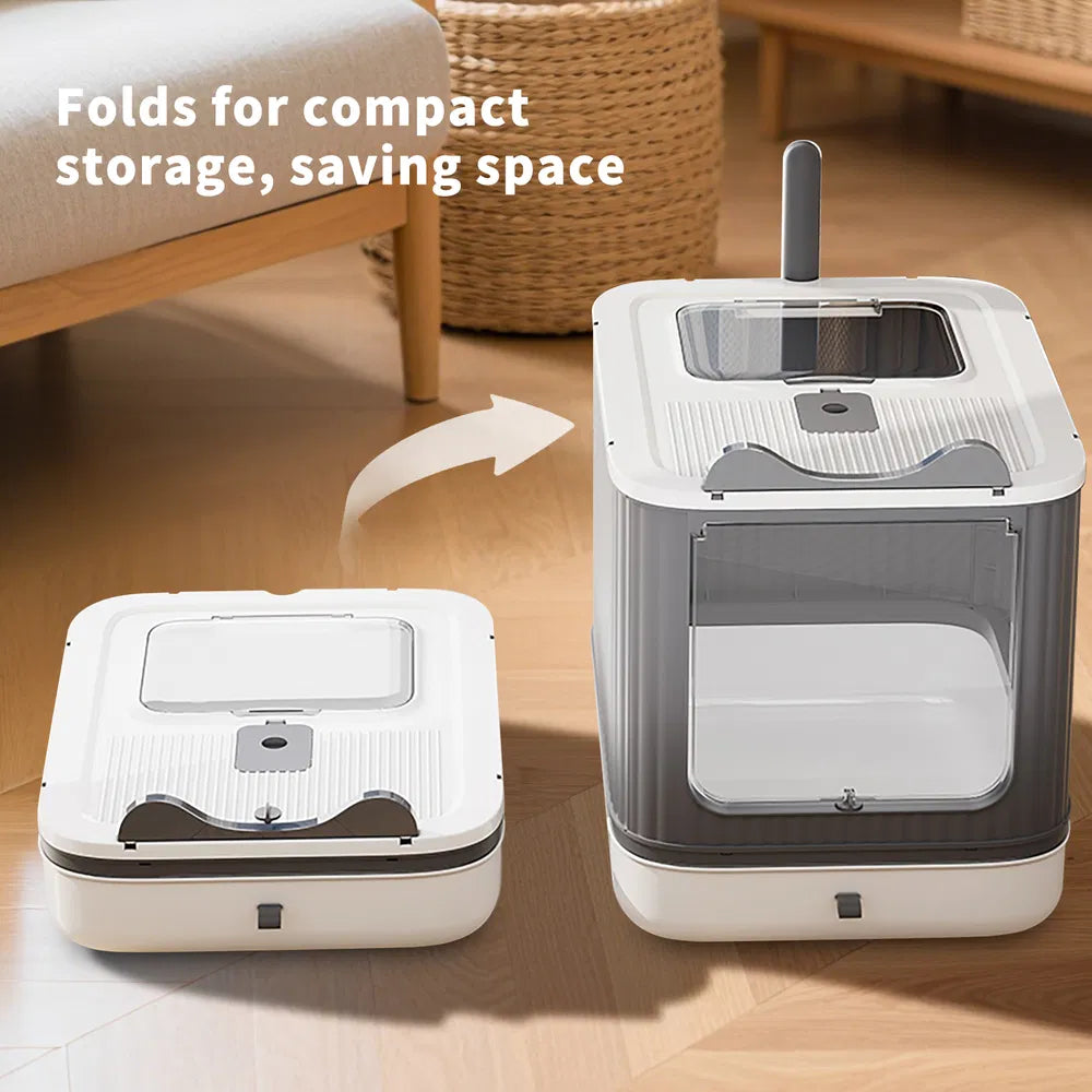 Elf Cat Litter Box, Dual Entry Enclosed, Modern White, Easy Clean Drawer - Image 7 of 7