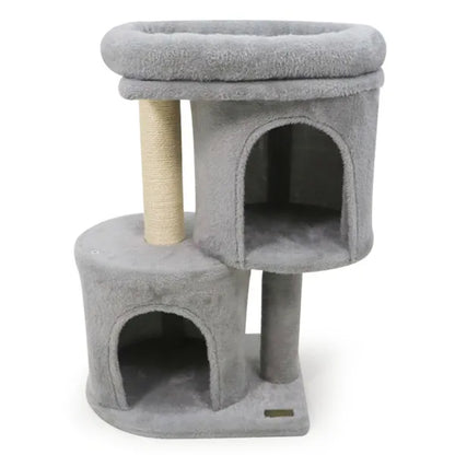 26 Inch Compact Cat Tree with 2 Condos and Sisal Scratching Posts - Side Angle