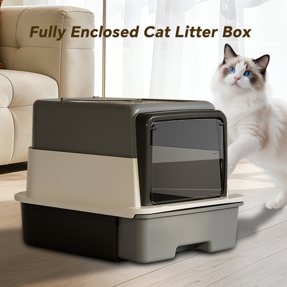 Front Flip Door Cat Litter Box with Deodorant Pack, Anti Splash Design - Detailed View