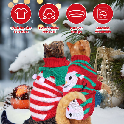 Pet Christmas Turtleneck Sweater with Snowman Stripes for Dogs and Cats - Main Product Image