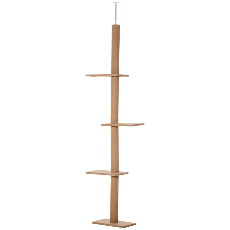 Floor to Ceiling Cat Tree with Sisal Scratching Posts, Natural Activity Center, Brown - Features and Details