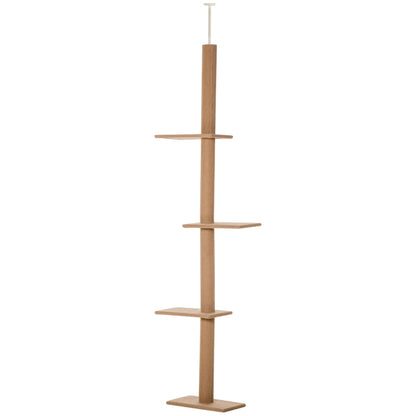Floor to Ceiling Cat Tree with Sisal Scratching Posts, Natural Activity Center, Brown - Features and Details
