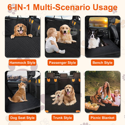 Waterproof Dog Car Seat Cover for Back Seat with Mesh Window and Storage - Detailed View