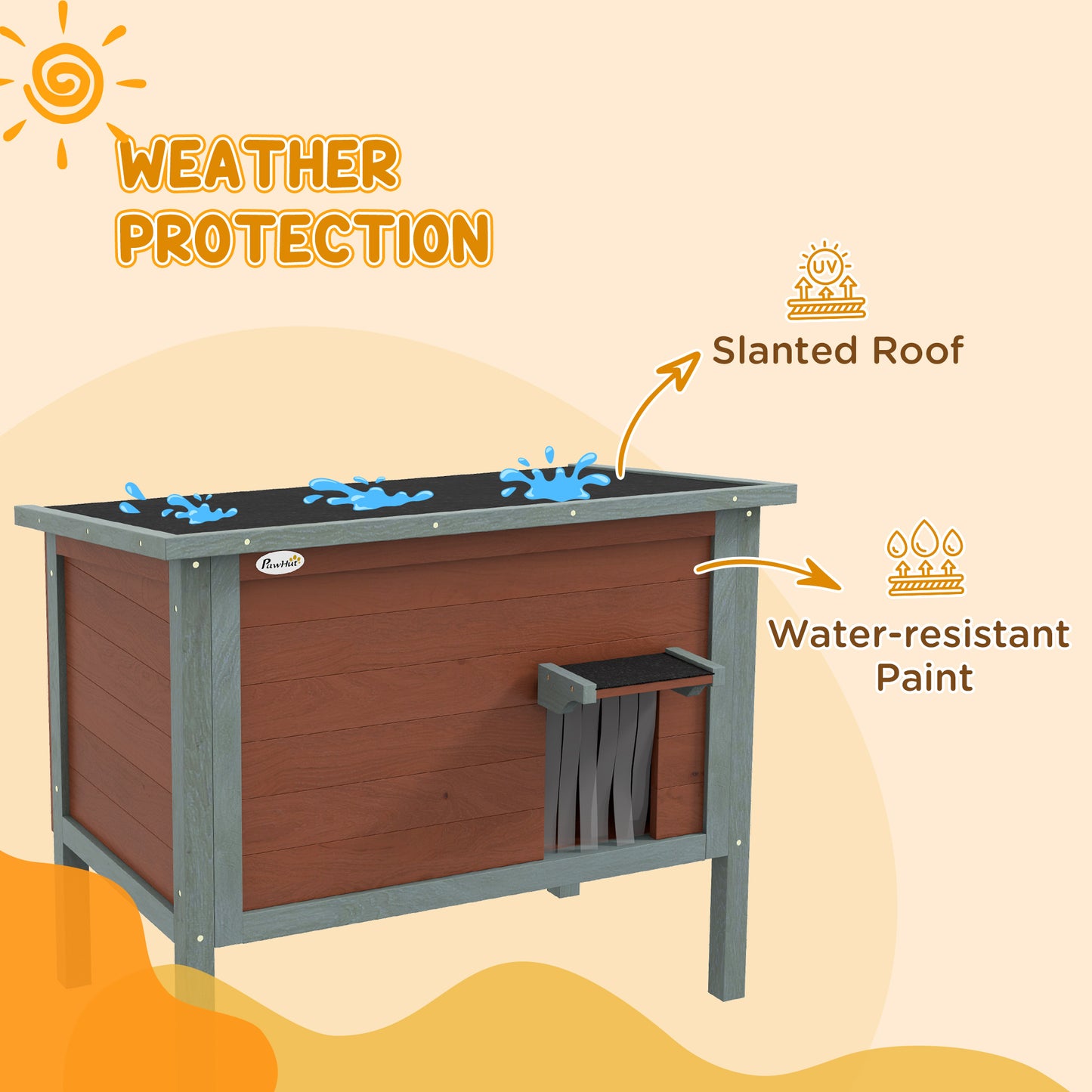 Outdoor Wooden Cat House with Removable Floor, Brown - Image 7 of 9
