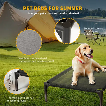 Elevated Breathable Mesh Pet Bed for Indoor and Outdoor Use - Detailed View