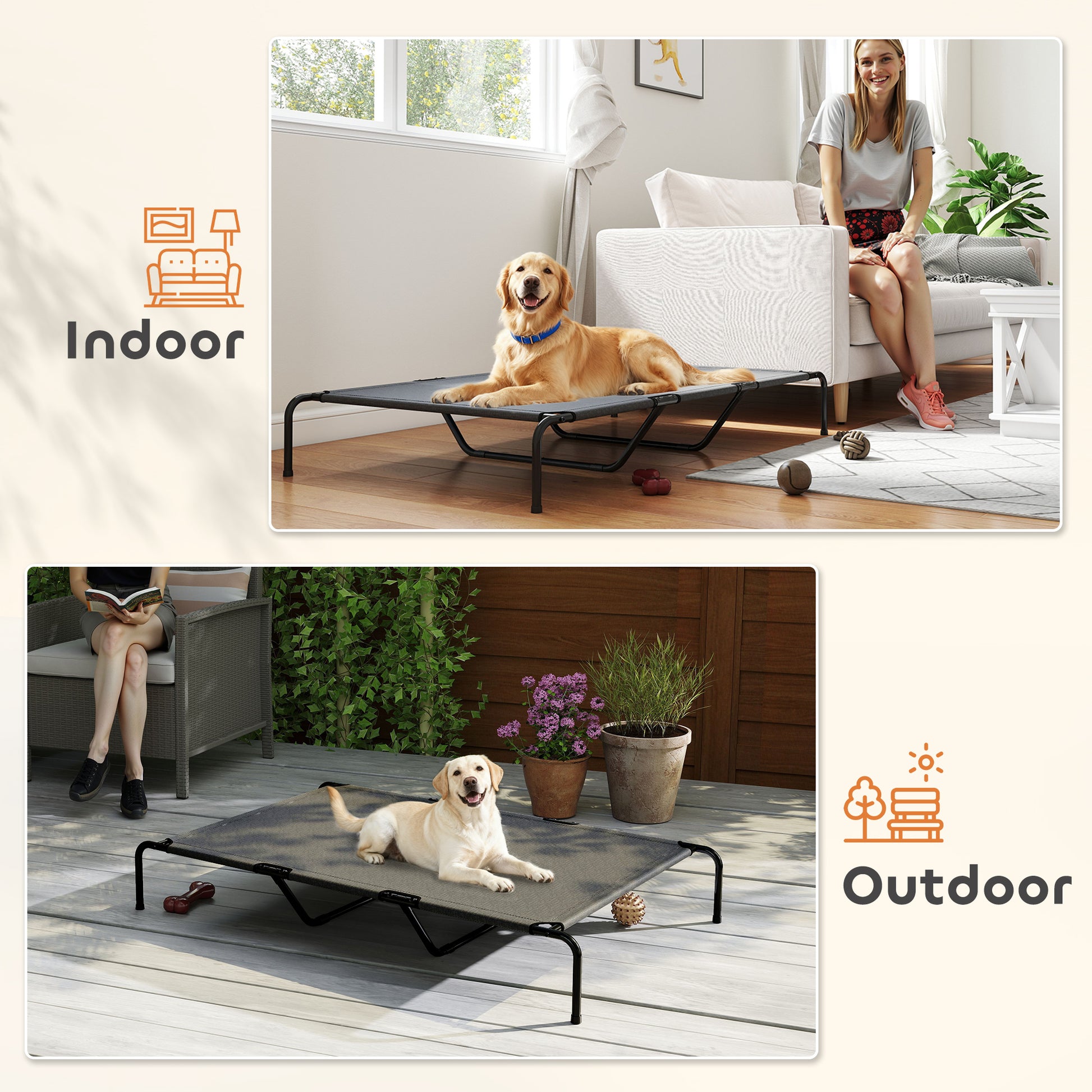 Elevated Dog Bed for Large Breeds, 60 Inch, Gray - Size Reference