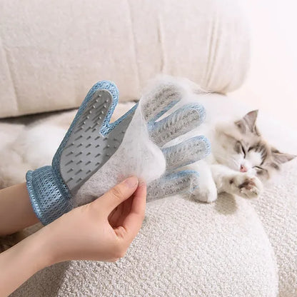 2 in 1 Pet Grooming Glove, Deshedding and Massage Brush for Dogs and Cats - Side Angle