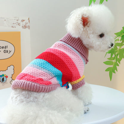 Colorful Striped Pet Sweater, Warm Knit Pullover for Dogs and Cats - Image 8 of 10