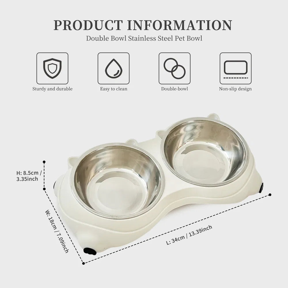 Dual Stainless Steel Pet Bowls 600ml, Non Slip, Dishwasher Safe, Macaron Pink - Image 8 of 9