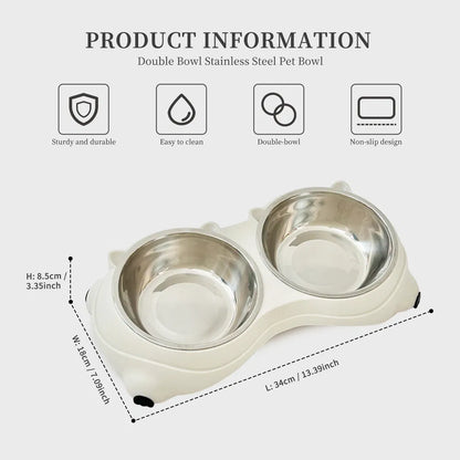 Dual Stainless Steel Pet Bowls 600ml, Non Slip, Dishwasher Safe, Macaron Pink - Image 8 of 9