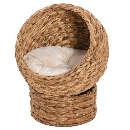 Handwoven Elevated Cat Bed, Egg Chair Shape with Soft Cushion and Stand - Image 9 of 9