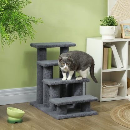 25 Inch Cat Scratching Post Pet Stairs, 4 Step Multi Level, Gray - Main Product Image