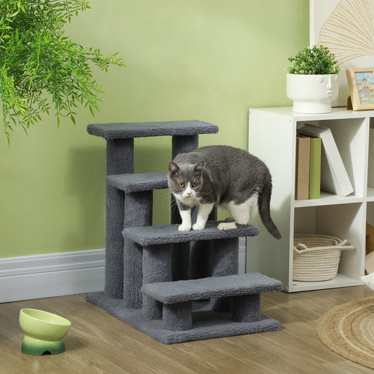 25 Inch Cat Scratching Post Pet Stairs, 4 Step Multi Level, Gray - Main Product Image