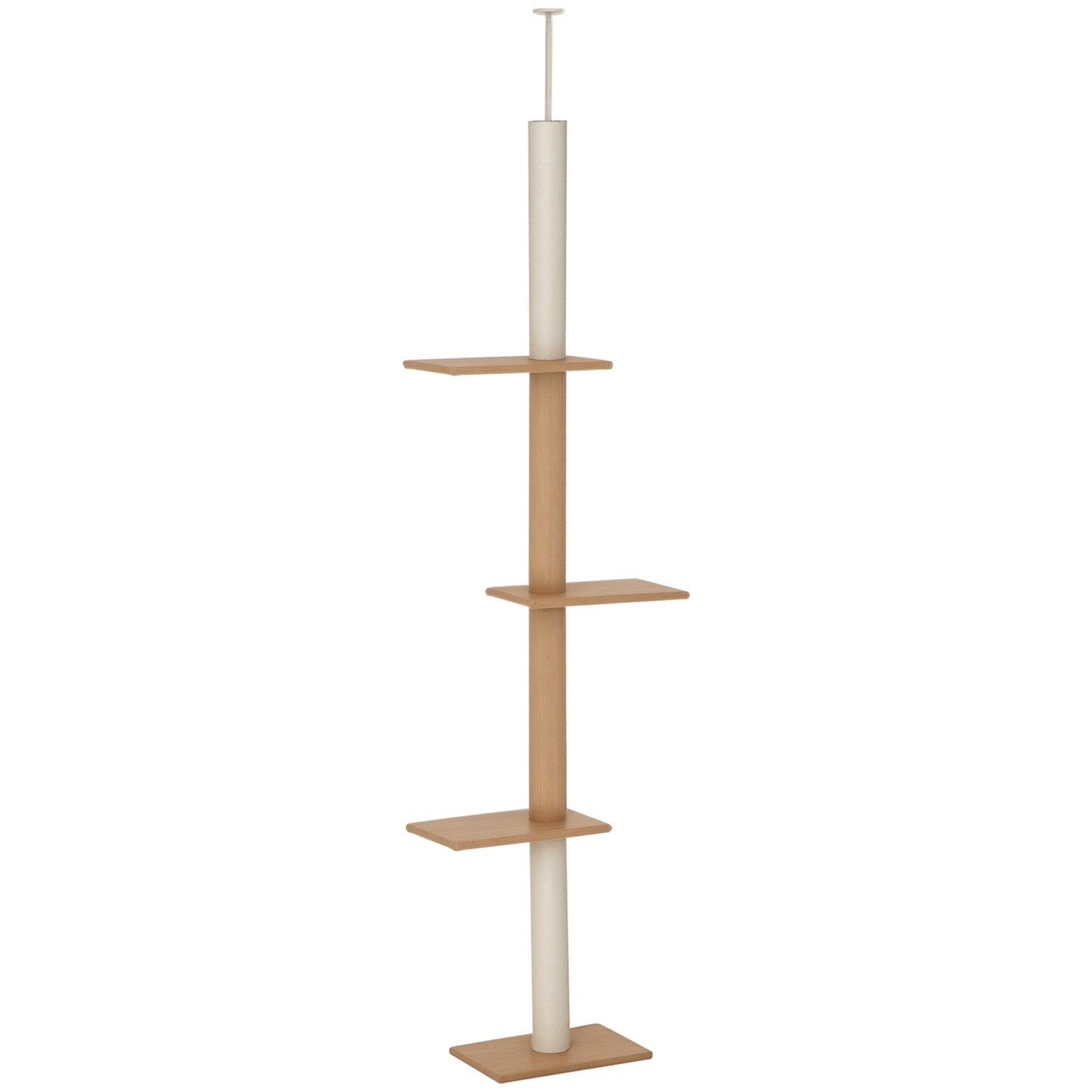 Floor to Ceiling Cat Tree with Sisal Scratching Posts, Natural Wood Activity Center - Image 9 of 9
