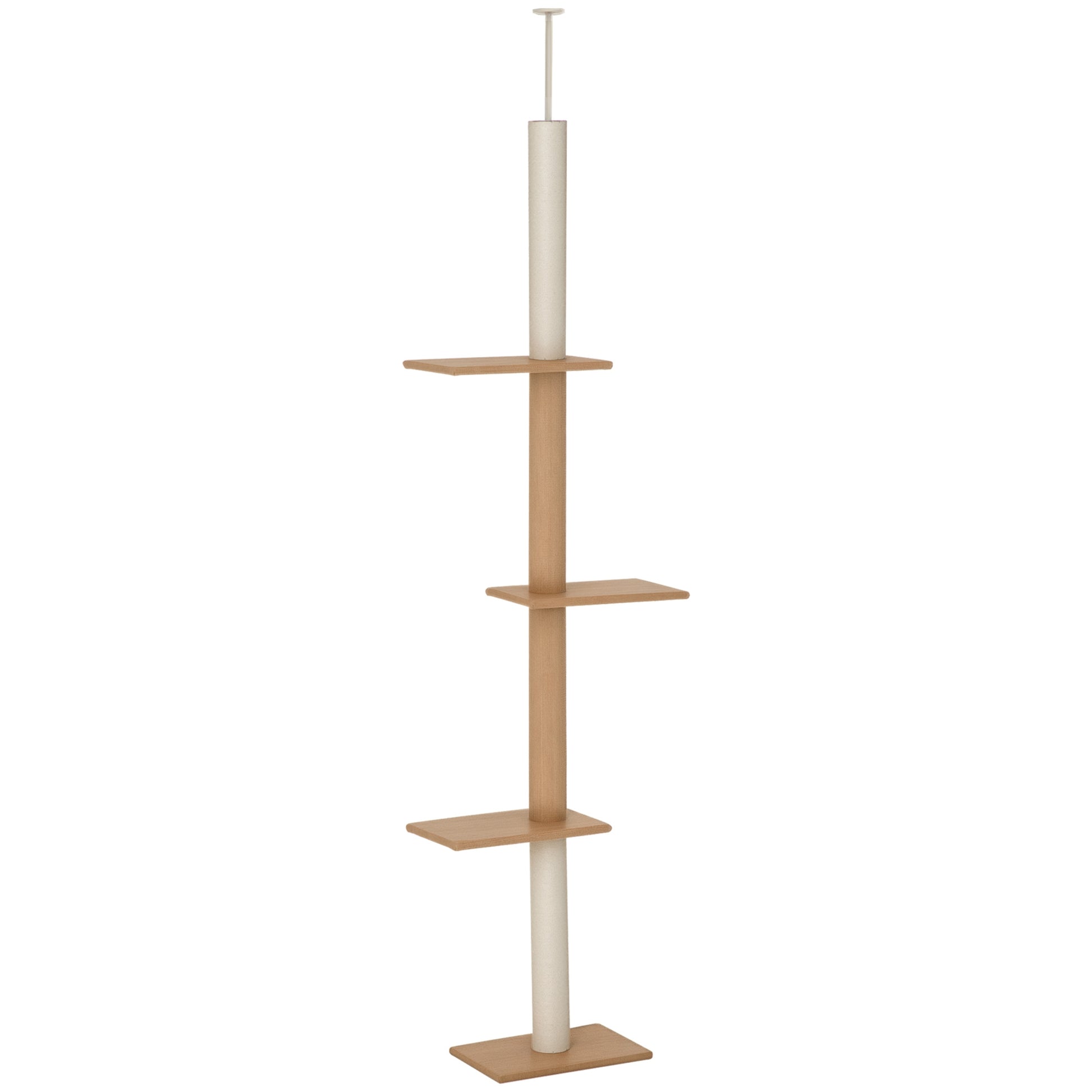 Floor to Ceiling Cat Tree with Sisal Scratching Posts, Natural Wood Activity Center - Image 9 of 9