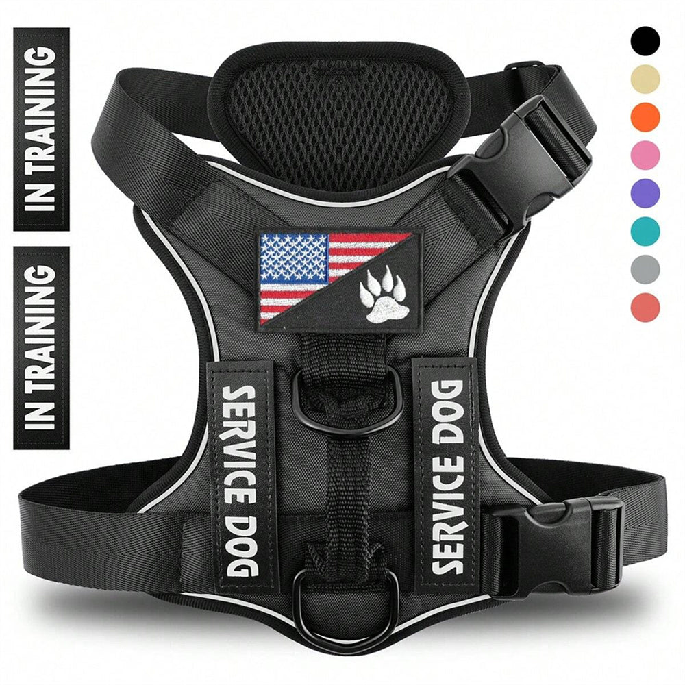 Reflective Breathable Dog Harness Strap, Solid Color Polyester - Image 6 of 11
