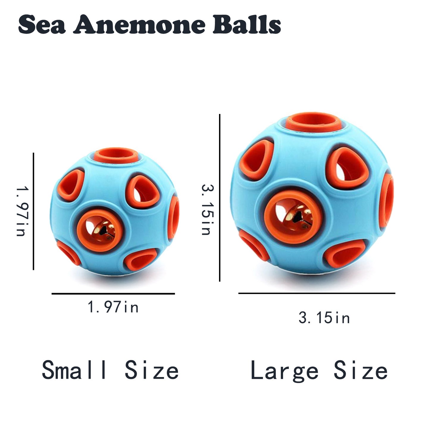 Dog Rubber Ball with Bell 2 Pack, Interactive Chew Toy for Puppies - Image 6 of 9