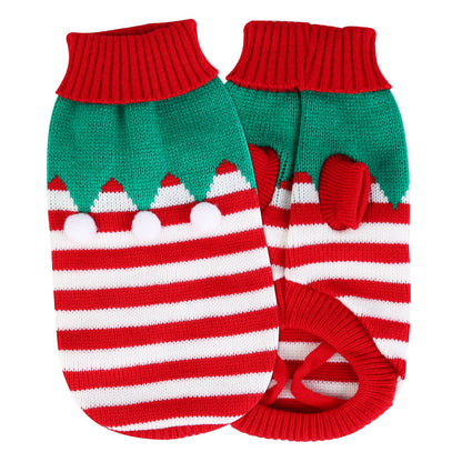Pet Christmas Turtleneck Sweater with Snowman Stripes for Dogs and Cats - Image 10 of 11