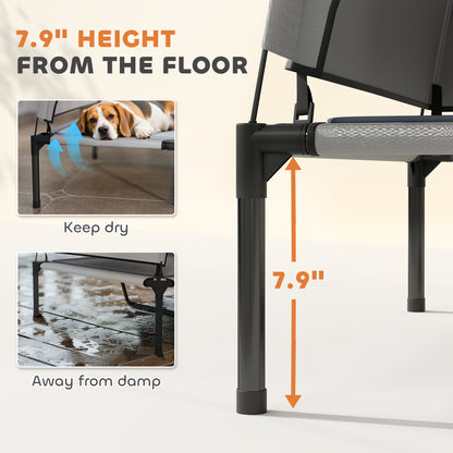 Elevated Dog Bed with Removable Canopy, Cooling Pad and Storage Bag - Side Angle