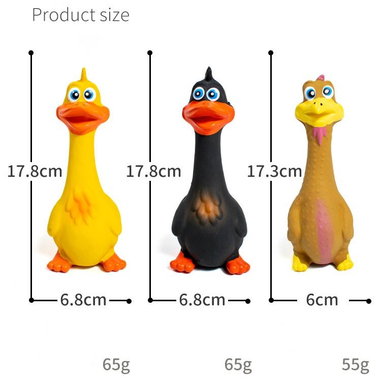 Squeaky Latex Chicken Dog Toys 3 Pack, Eco Friendly Interactive Chew - Side Angle