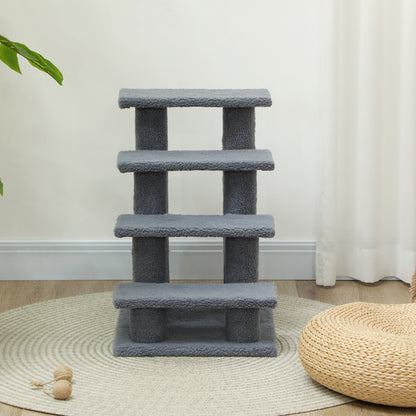 25 Inch Cat Scratching Post Pet Stairs, 4 Step Multi Level, Gray - Size Reference