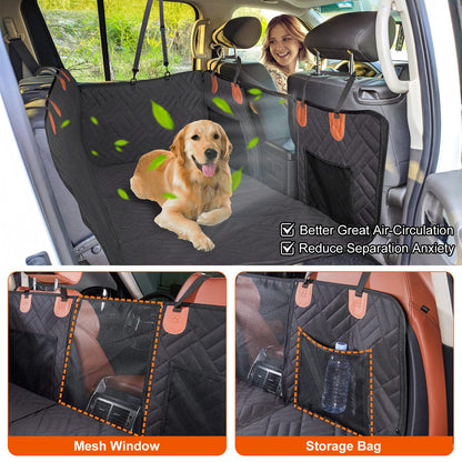 Waterproof Dog Car Seat Cover for Back Seat with Mesh Window and Storage - Features and Details