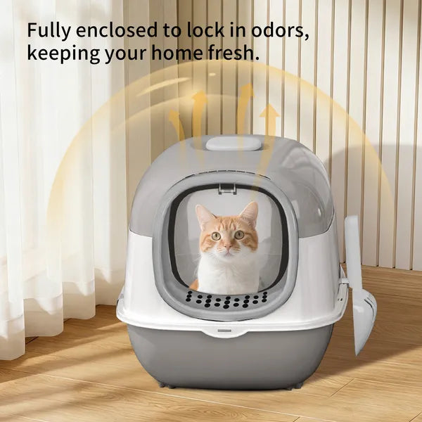 Modern Enclosed Cat Litter Box with Built In Scoop Storage - Size Reference