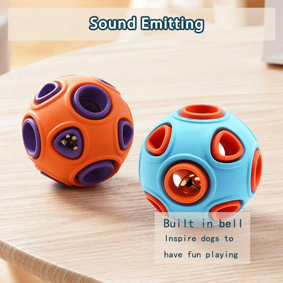 Dog Rubber Ball with Bell 2 Pack, Interactive Chew Toy for Puppies - Image 7 of 9
