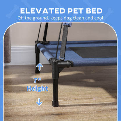 Elevated Dog Bed 30 Inch with UV Protection Canopy, Dark Blue - Image 7 of 9