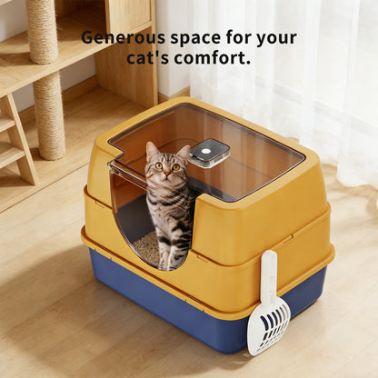 Top Entry Enclosed Cat Litter Box with Scoop, Anti Splash Odor Locking, Dark Gray - Size Reference
