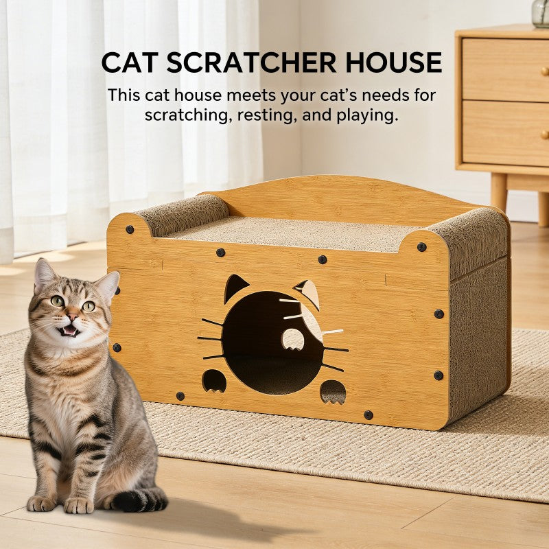 Whisker Cat Scratcher Sofa with Private Den and Scratching Surface - Features and Details