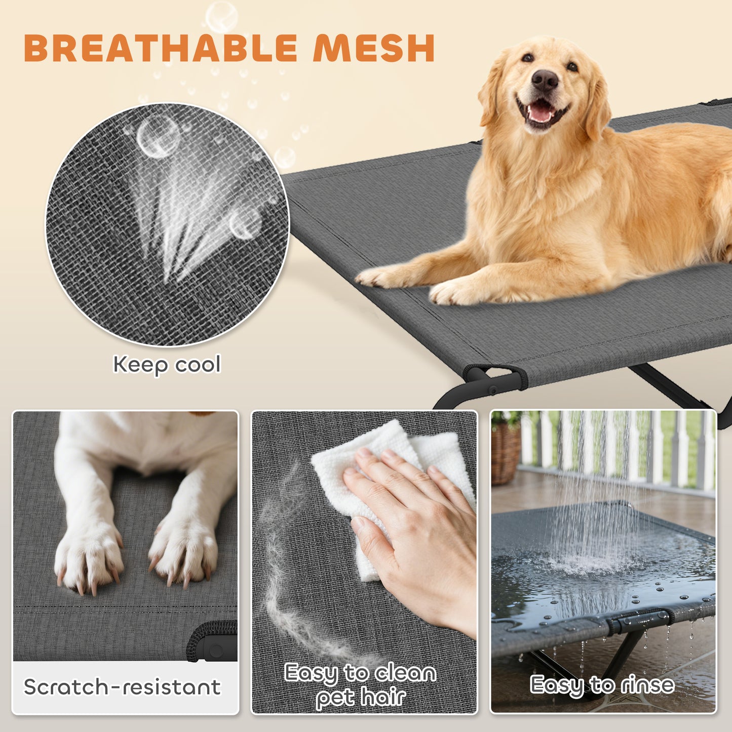 Elevated Dog Bed for Large Breeds, 60 Inch, Gray - Image 6 of 9