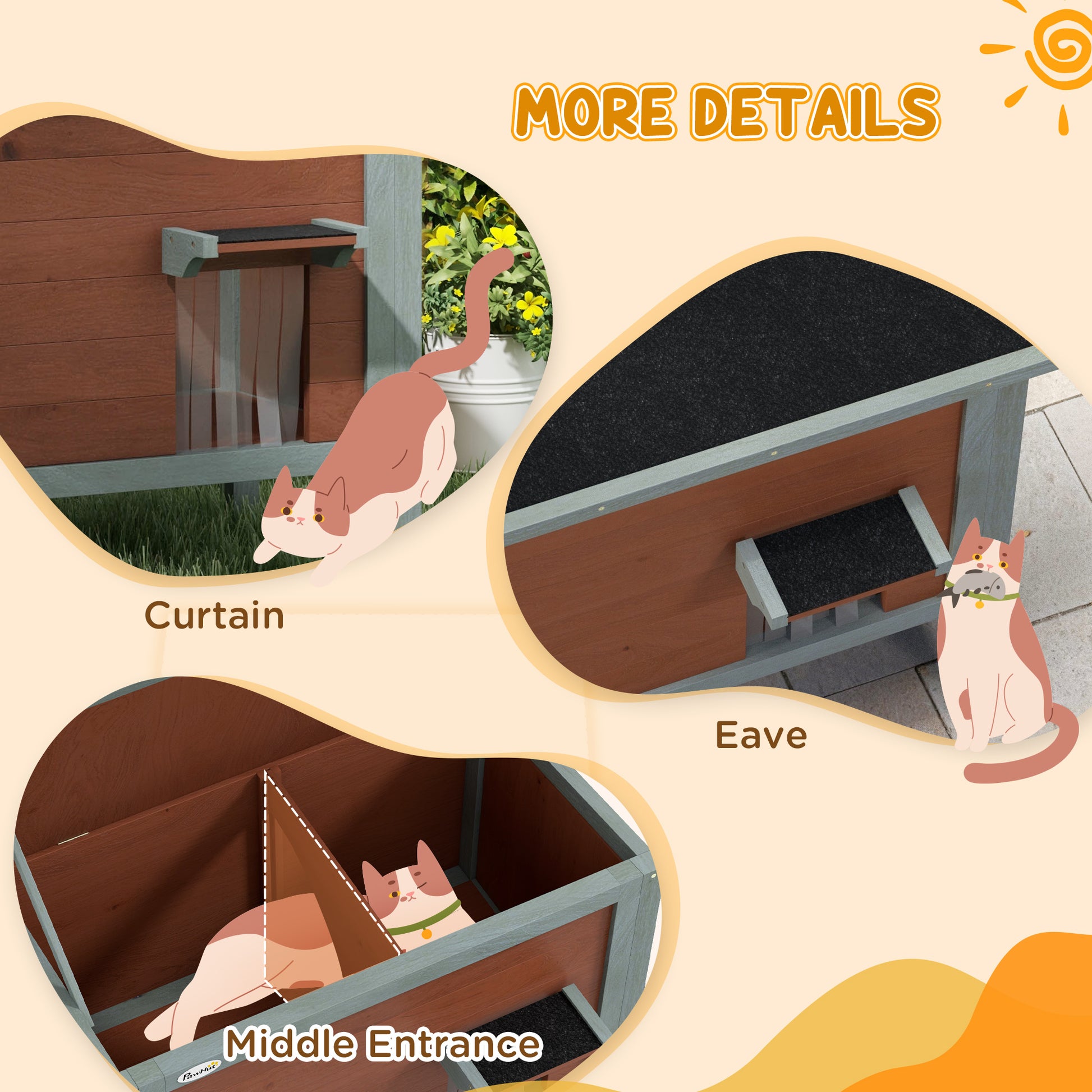 Outdoor Wooden Cat House with Removable Floor, Brown - Image 8 of 9