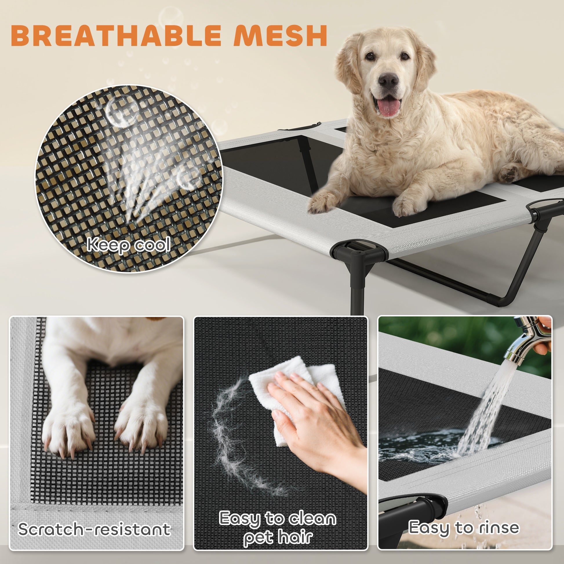 Elevated Dog Bed with Removable Canopy, Cooling Pad and Storage Bag - Image 8 of 9