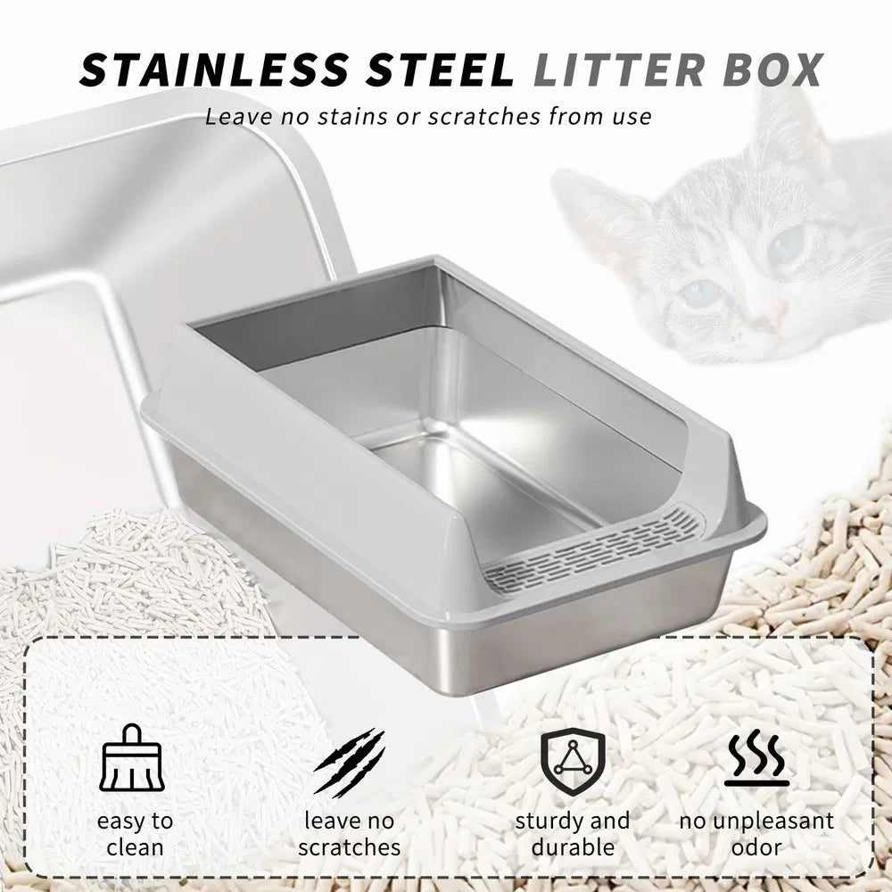 Stainless Steel Cat Litter Box, Non Stick, Scratch Resistant, Easy to Clean - Image 8 of 9