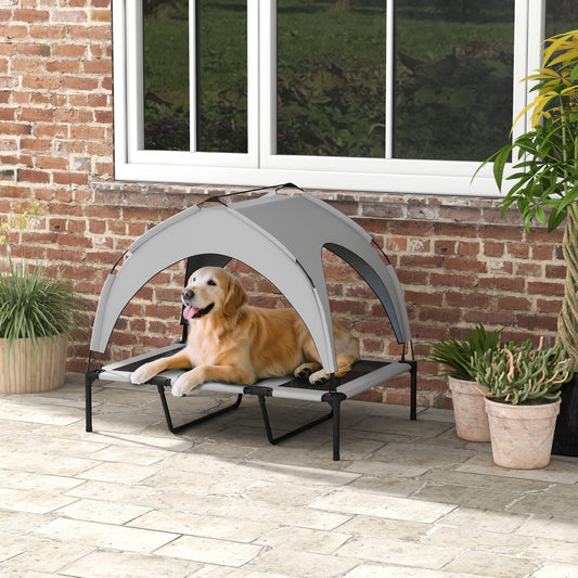 Elevated Dog Bed with Canopy, 42 x 30 Inch, Washable Mesh for Camping - Main Product Image
